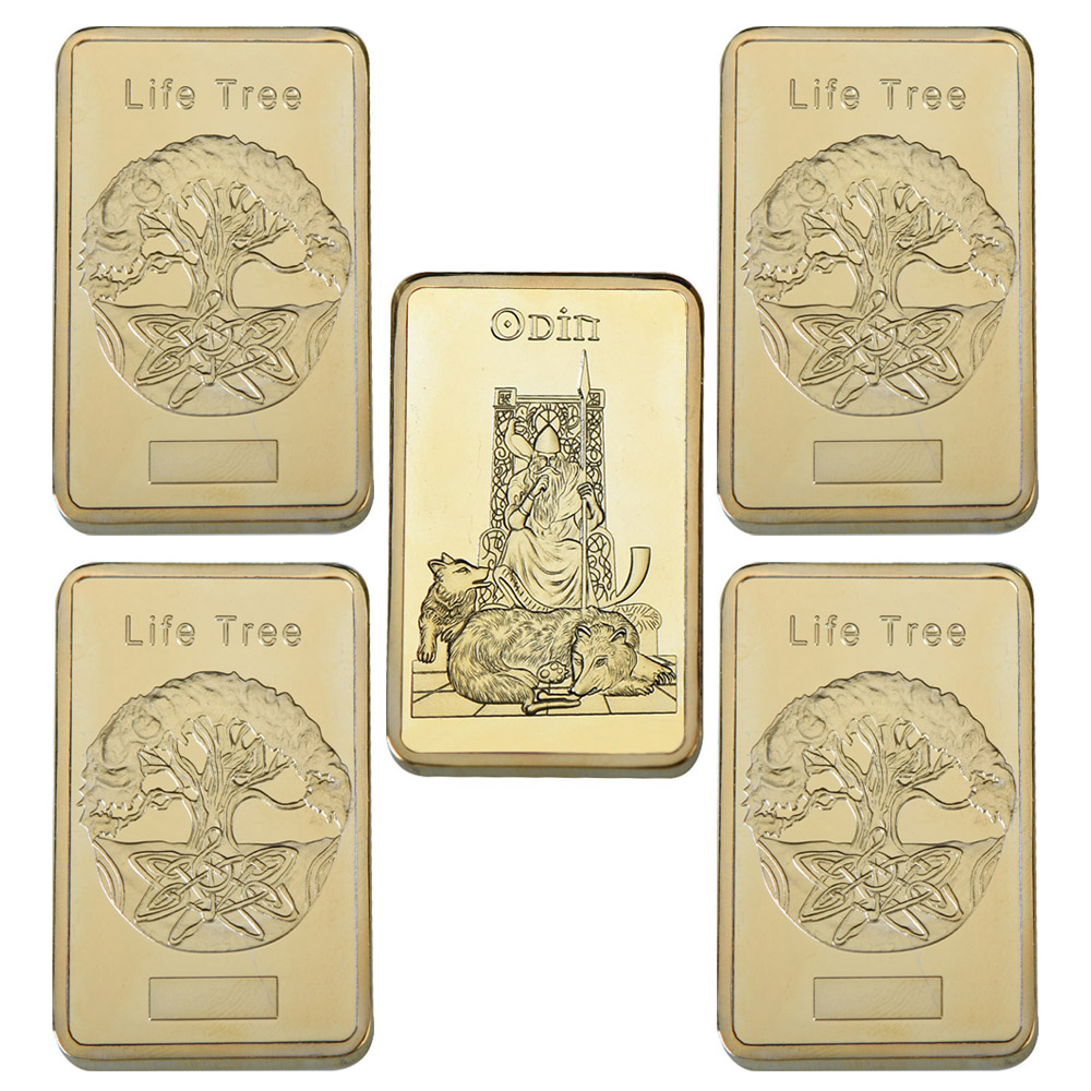 Vintage Collectible Coins - 5pcs Norse Mythology Replica Gold Bars