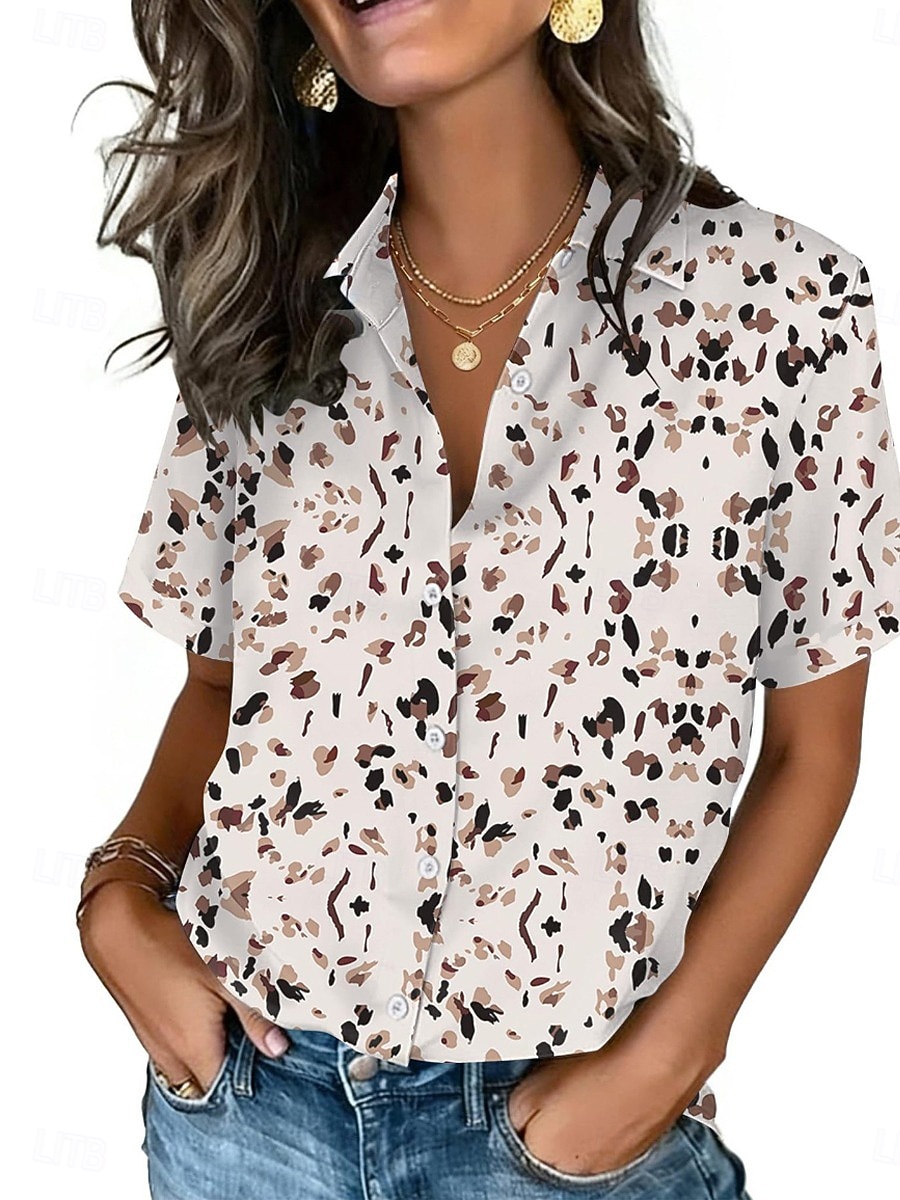 Women's Dot Print Lapel Shirt  - Vintage Collectible Buttons 评论和价格