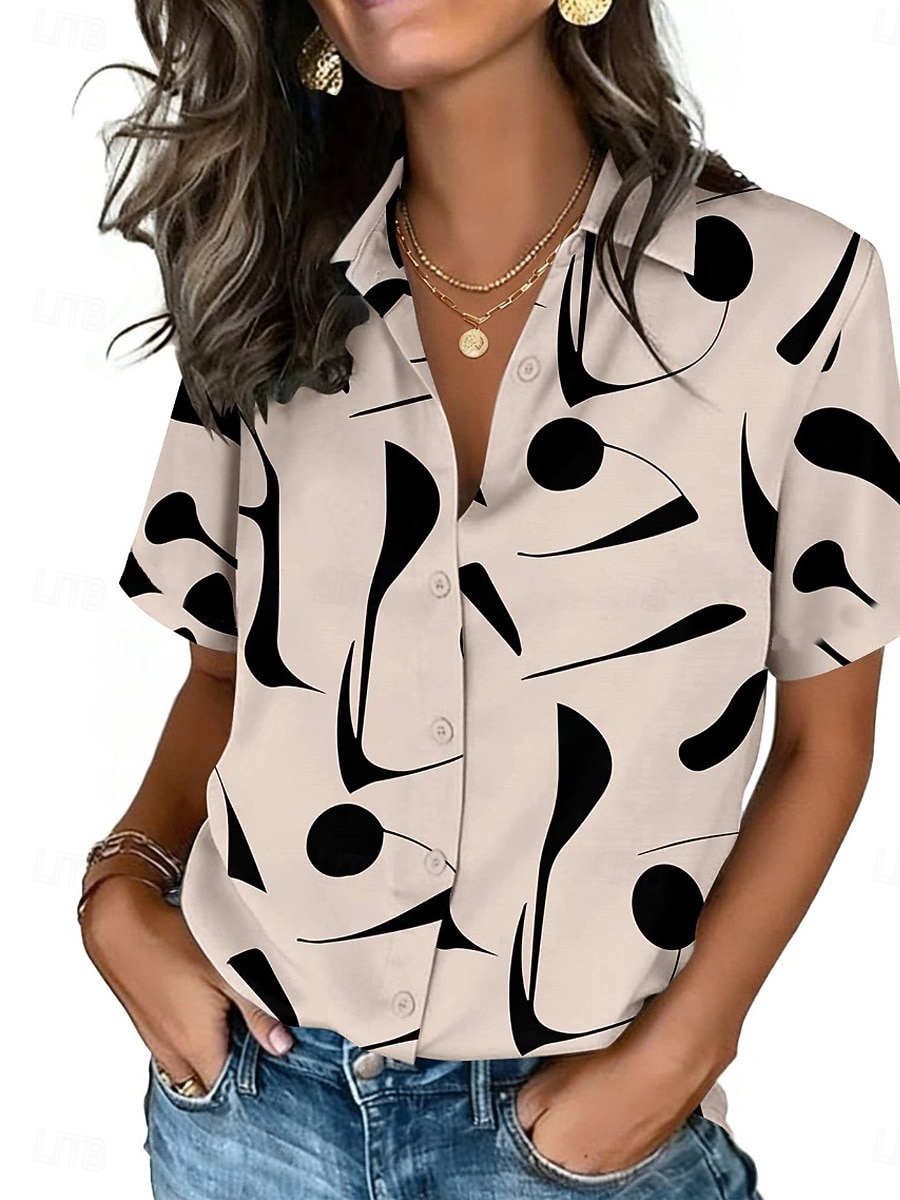 Women's Dot Print Lapel Shirt  - Vintage Collectible Buttons 评论和价格