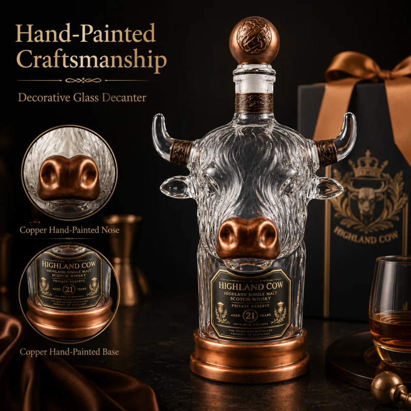 Novelty Highland Cow Glass Whi - Vintage Collectible Liquor Bottles 评论和价格