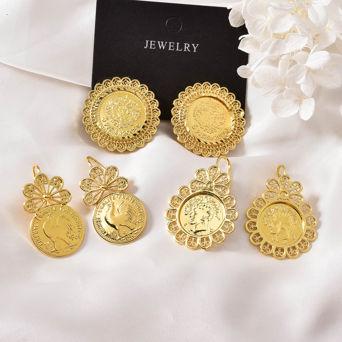 Coin Medallion Drop Stud Earri - Vintage Collectible Coins 评论和价格