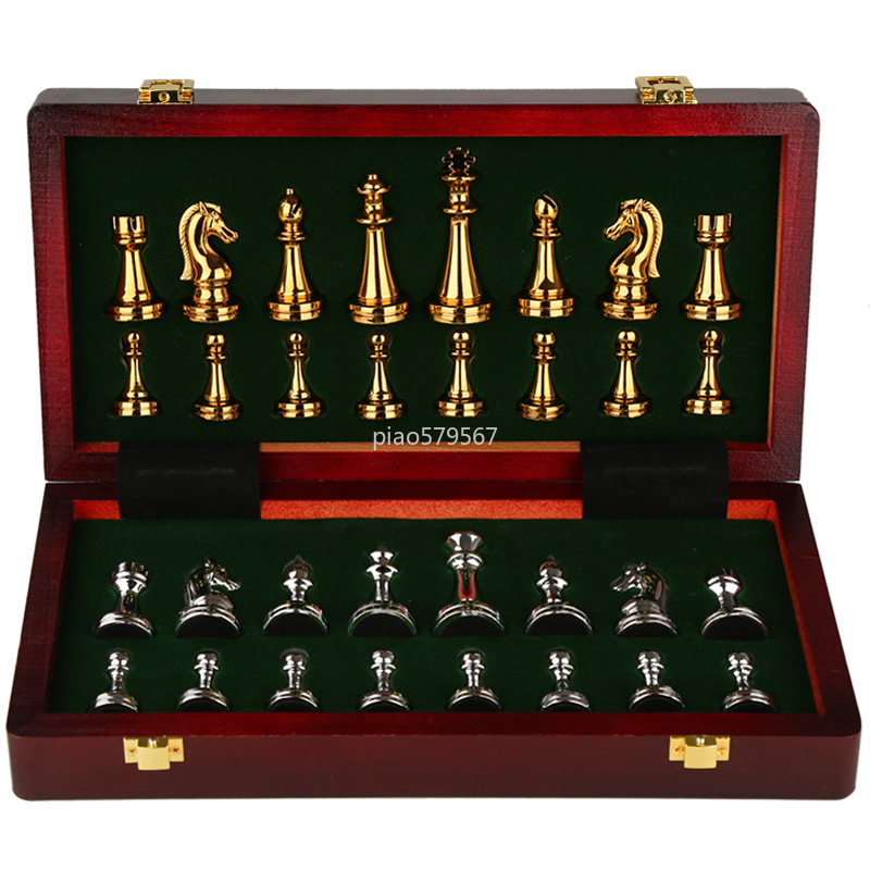 Luxury Wooden Chess Set Metal  - Vintage Collectible Board Games 评论和价格